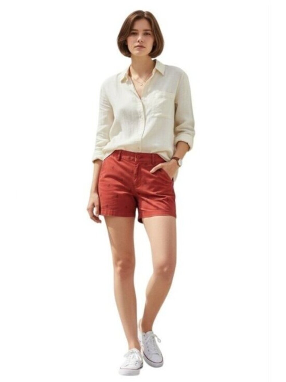 Jones & Co Twill Anchor Shorts Cranberry Size 2